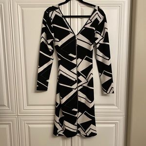 NWOT Unbranded Black and White Long Sleeve Dress Size Medium Christmas